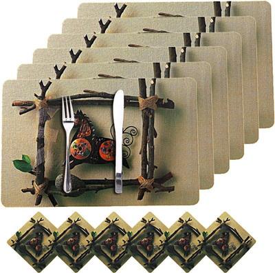 KUBER INDUSTRIES Rectangular Pack of 6 Table Placemat(Brown, PVC)