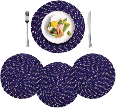 KUBER INDUSTRIES Round Pack of 4 Table Placemat(Blue, Cotton)
