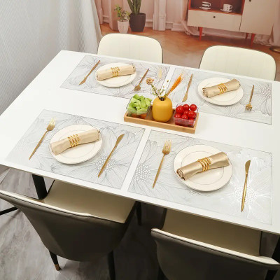 Flipkart SmartBuy Rectangular Pack of 4 Table Placemat(Silver, PVC)