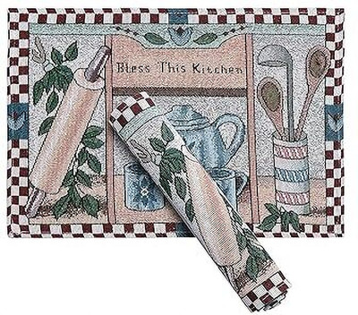 SBJ Rectangular Pack of 4 Table Placemat(Multicolor, Polyester)