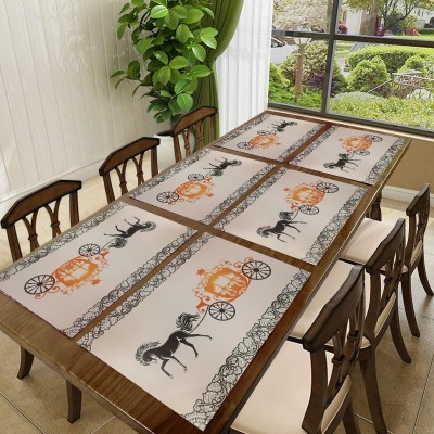 Creadcraft Rectangular Pack of 6 Table Placemat(Multicolor, Green, PVC)