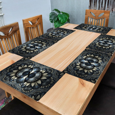 Flipkart SmartBuy Rectangular Pack of 6 Table Placemat(Black, PVC)