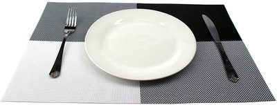HIINFOITIC Rectangular Pack of 6 Table Placemat(Black, Grey, White, PVC)