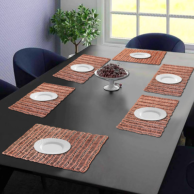 Dakshya Industries Rectangular Pack of 6 Table Placemat(Brown, PVC)