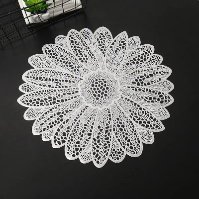 Kritvi Round Pack of 2 Table Placemat(Silver, Polyester)