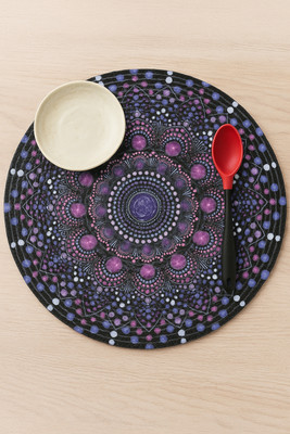 MGV Round Pack of 1 Table Placemat(Multicolor, Polyester)