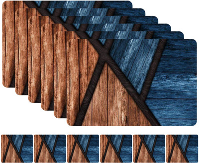 TORODINEART Rectangular Pack of 6 Table Placemat(Dark Blue, Plastic)