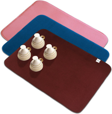 HOMESTIC Rectangular Pack of 3 Table Placemat(Multicolor, Microfibre)
