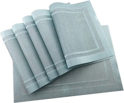 Dobzla Rectangular Pack of 6 Table Placemat(Blue, Light Blue, PVC)