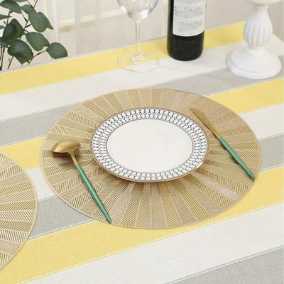 Dakshya Industries Round Pack of 2 Table Placemat(Gold, PVC)
