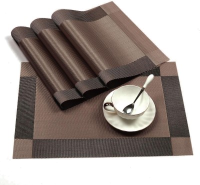 IMKR Square Pack of 6 Table Placemat(Brown, PVC)