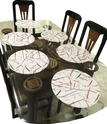 LaVichitra Round Pack of 6 Table Placemat(Peach, PVC)