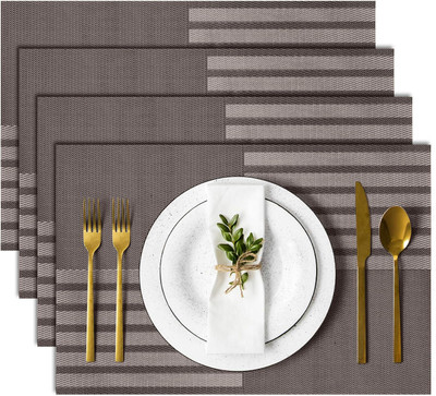Sugalsu Rectangular Pack of 4 Table Placemat(Multicolor, Brown, PVC, Polypropylene)