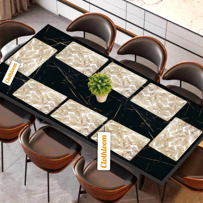 Clothloom Rectangular Pack of 8 Table Placemat(Gold, White, PVC)