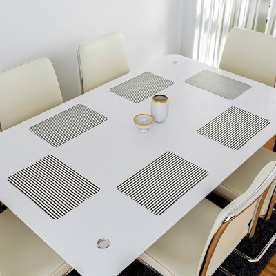 Heart Home Rectangular Pack of 6 Table Placemat(Black, PVC)