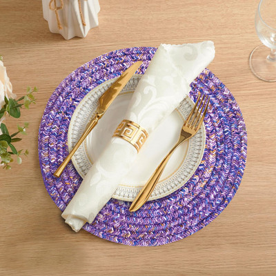 LADLI JEE Round Pack of 1 Table Placemat(Purple, Polyester)
