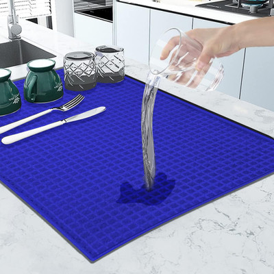 MAXOSHINE Rectangular Pack of 1 Table Placemat(Blue, Microfibre)