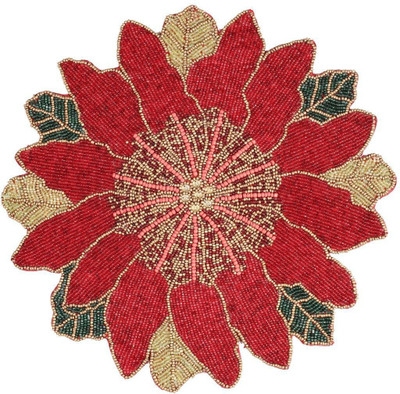 FLI HAUT Round Pack of 1 Table Placemat(Red, Silk)