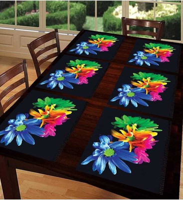 LOTUSKING Rectangular Pack of 6 Table Placemat(Orange, PVC)