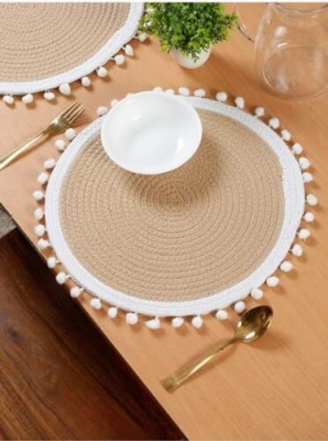 TINDLER KNOTS Round Pack of 2 Table Placemat(White, Beige, Jute)