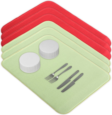 KUBER INDUSTRIES Rectangular Pack of 6 Table Placemat(Green, Red, Microfibre)