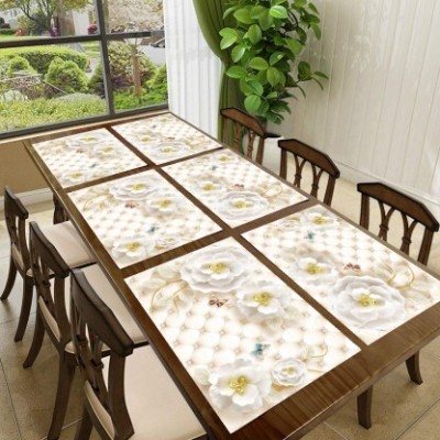 SHYAM Rectangular Pack of 6 Table Placemat(Peach, PVC)