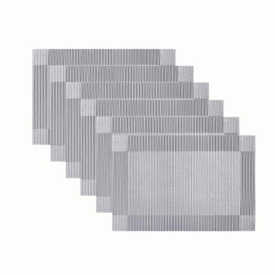 Ramkuwar Rectangular Pack of 6 Table Placemat(Silver, PVC)