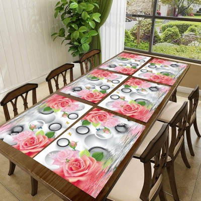 REVEXO Rectangular Pack of 6 Table Placemat(Red, PVC)