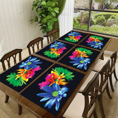 SANRAKSSHAN Rectangular Pack of 6 Table Placemat(Multicolor, PVC)