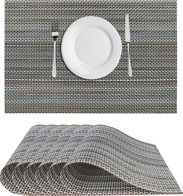 Dakshya Industries Rectangular Pack of 6 Table Placemat(Grey, PVC)