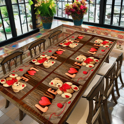 REVEXO Rectangular Pack of 6 Table Placemat(Red, PVC)