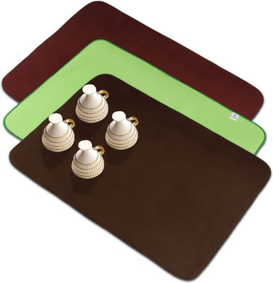 Heart Home Rectangular Pack of 3 Table Placemat(Multicolor, Microfibre)