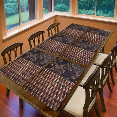 REVEXO Rectangular Pack of 6 Table Placemat(Beige, PVC)