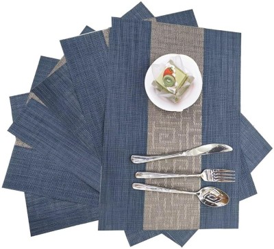 NTBAY Rectangular Pack of 8 Table Placemat(Blue, Grey, PVC)