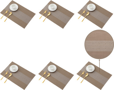 Bhaguji Rectangular Pack of 6 Table Placemat(Brown, PVC)