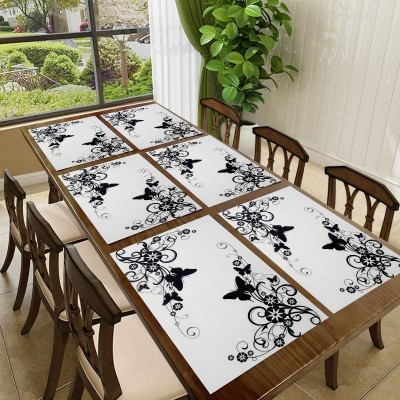 REVEXO Rectangular Pack of 6 Table Placemat(White, PVC)