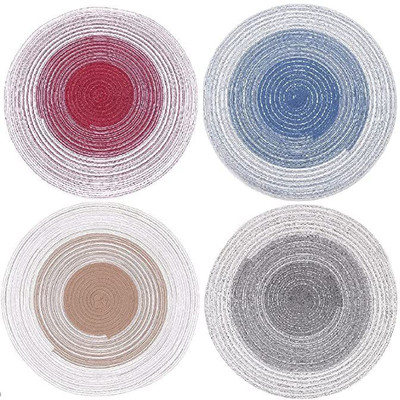 YANCI Round Pack of 4 Table Placemat(Multicolor, Cotton)