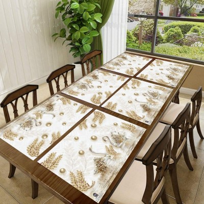 REVEXO Rectangular Pack of 6 Table Placemat(Gold, PVC)