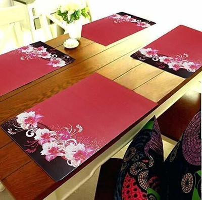 SANRAKSSHAN Rectangular Pack of 6 Table Placemat(Purple, White, PVC)