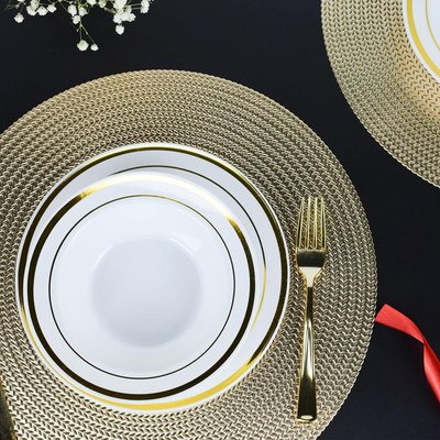 Dakshya Industries Round Pack of 2 Table Placemat(Gold, PVC)