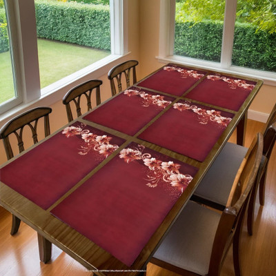 REVEXO Rectangular Pack of 6 Table Placemat(Gold, PVC)