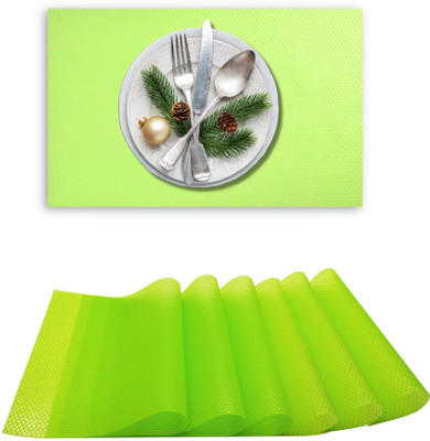 YELONA Rectangular Pack of 6 Table Placemat(Light Green, PVC)