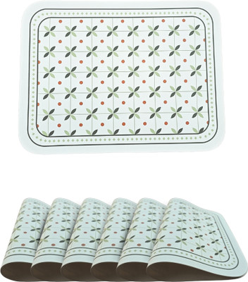 YELONA Rectangular Pack of 6 Table Placemat(Dark Green, White, Brown, Leather)