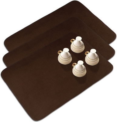 KUBER INDUSTRIES Rectangular Pack of 3 Table Placemat(Brown, Microfibre)