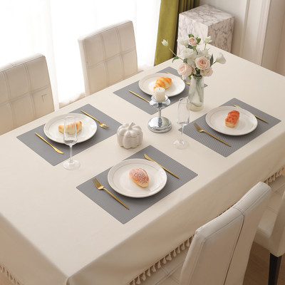 HOKiPO Rectangular Pack of 4 Table Placemat(Grey, Polypropylene)