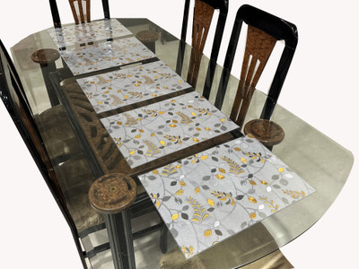 LaVichitra Rectangular Pack of 2 Table Placemat(Gold, Silver, PVC)