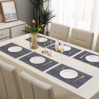 DPA Collection Rectangular Pack of 6 Table Placemat(Grey, PVC)