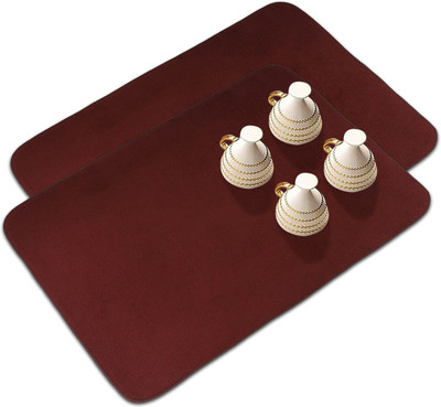 KUBER INDUSTRIES Rectangular Pack of 2 Table Placemat(Maroon, Microfibre)