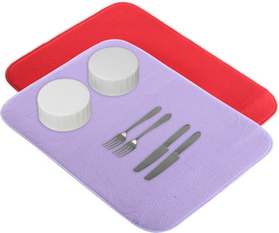 KUBER INDUSTRIES Rectangular Pack of 2 Table Placemat(Purple, Red, Microfibre)