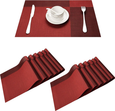 KitchEase Rectangular Pack of 12 Table Placemat(Red, PVC)